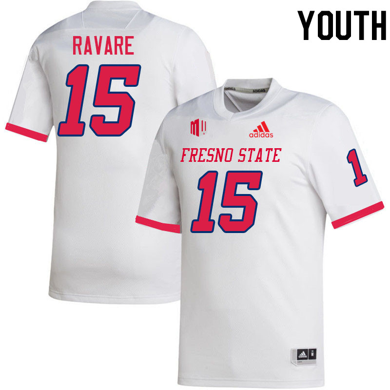 Youth #15 Lyndon Ravare Fresno State Bulldogs College Football Jerseys Stitched-White